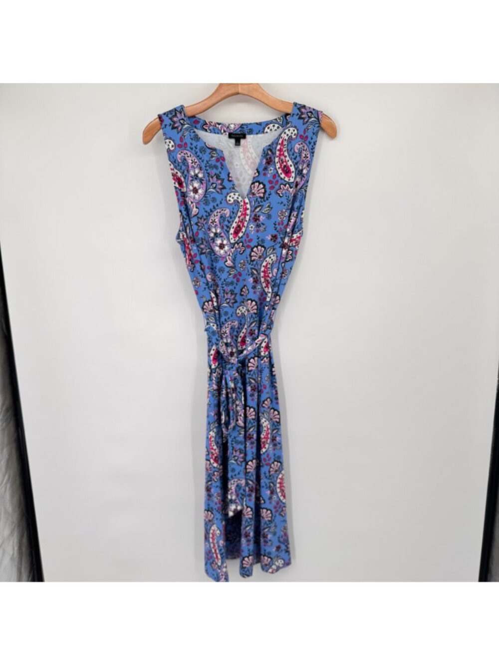 Talbots Effortless Jersey knit Tie Waist Midi Dress Seaside Paisley size large - Picture 8 of 13